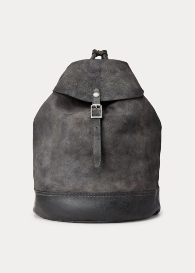 Mochilas Ralph Lauren Hombre Negros - Tumbled Leather - NPWRO7139